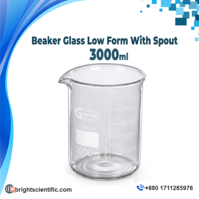 Beaker Glass Low Form With Spout 3000ml Laboratory Glassware