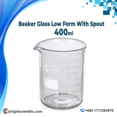 Beaker Glass Low Form With Spout 400ml Laboratory Glassware