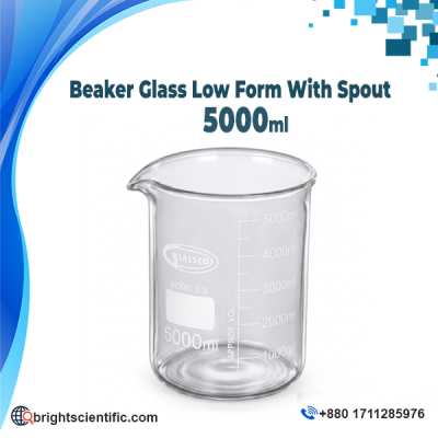 Beaker Glass Low Form With Spout 5000ml Laboratory Glassware