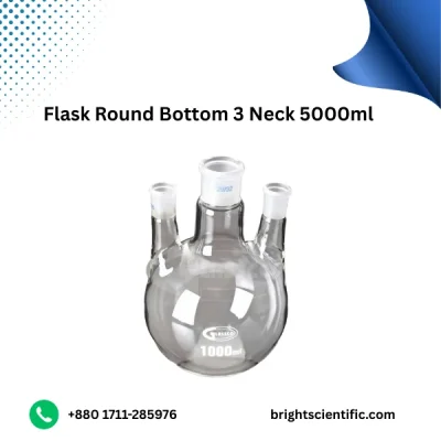 Flask Round Bottom 3 Neck 5000ml B-29,19 Heavy-Duty Lab Glassware