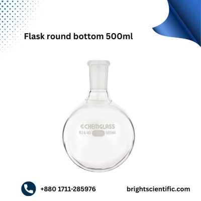 Flask Round Bottom 500ml | High-Quality Borosilicate Glass Laboratory