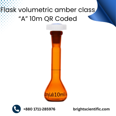 Flask Volumetric Amber Class “A” 10ml (QR Coded) – Precision Laboratory Measurement Flask