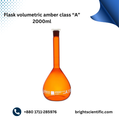 Flask Volumetric Amber Class “A” 2000ml | Precision Glassware
