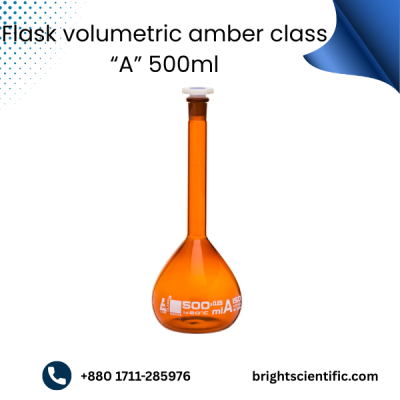 Flask Volumetric Amber Class “A” 500ml – Precision Laboratory Glassware