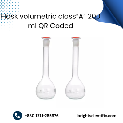 Flask Volumetric Class “A” 200ml (QR Coded) – High-Precision Laboratory Glassware