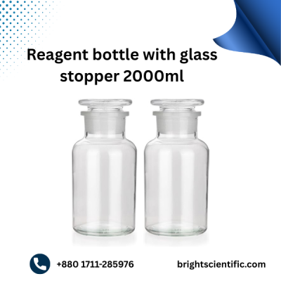 Reagent Bottle with Glass Stopper  2000ml  | Durable Chemical Storage