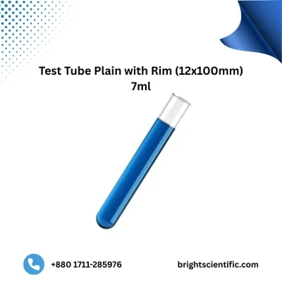 Test Tube Plain with Rim 12x100mm 7ml – High-Quality Laboratory Glassware