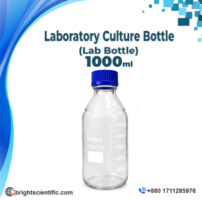 Pyrex Laboratory Culture Bottle 1000ml – Borosilicate Glass Lab Bottle for Scientific and Laboratory Use