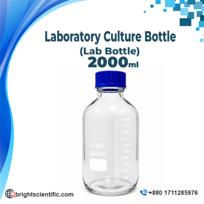 Pyrex Laboratory Culture Bottle 2000ml – Borosilicate Glass Lab Bottle for Scientific and Laboratory Use