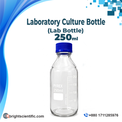 Pyrex Laboratory Culture Bottle 250ml – Borosilicate Glass Lab Bottle for Scientific and Laboratory Use
