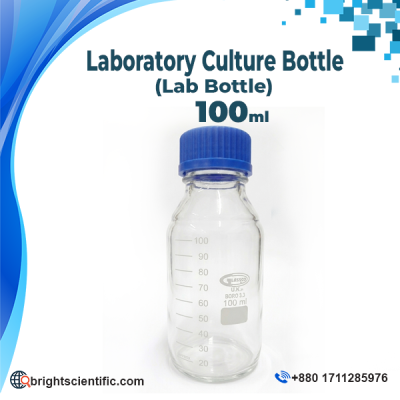 Laboratory Culture Bottle 100ml – Clear Glass Lab Bottle for Scientific and Laboratory Use