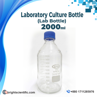 Laboratory Culture Bottle 2000ml – Clear Glass Lab Bottle for Scientific and Laboratory Use