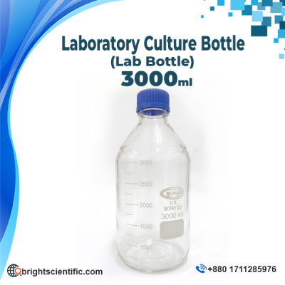 Laboratory Culture Bottle 3000ml – Clear Glass Laboratory Bottle for Scientific and Research Applications