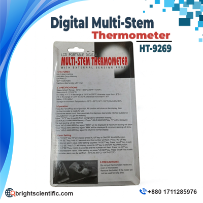 HT-9269 Digital Multi-Stem Thermometer with LCD display and external sensing probe for laboratory and industrial temperature measurement
