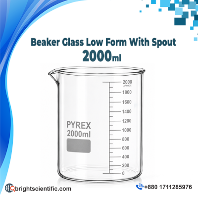 Pyrex Beaker Low Form with Spout 2000ml Laboratory Glassware