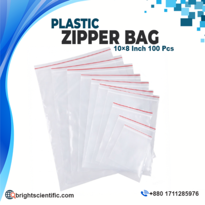Plastic Zipper Bag 10×8 Inch transparent resealable zip lock bag for laboratory sample storage, pharmaceutical packaging, and general-purpose packaging.