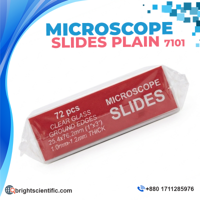 Plain Microscope Slides 7101 premium optical glass slides for laboratory, pathology, microbiology, research, and educational microscopy applications.