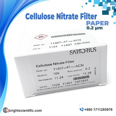 Sartorius Cellulose Nitrate Membrane Filter 0.2 µm 47 mm in sterile pack for laboratory filtration.