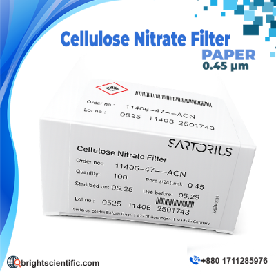 Sartorius Cellulose Nitrate Membrane Filter 0.45 µm 47 mm sterile membrane filter for laboratory filtration and microbiological analysis.