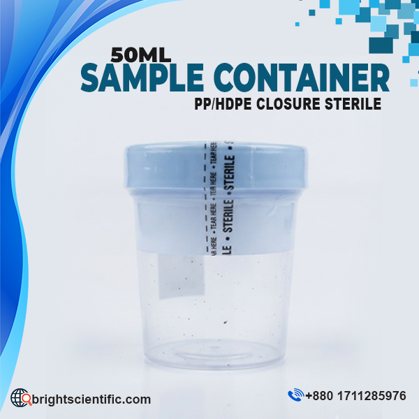 50ml Sterile Sample Container with PP body and HDPE screw cap for laboratory specimen collection