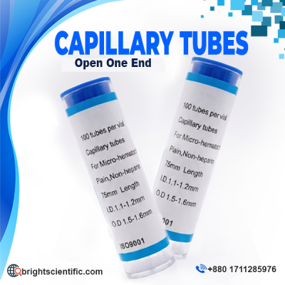 Capillary Tubes (Open One End) 75mm Sodium Heparin, 100 Tubes/Vial for Micro-Hematocrit Testing