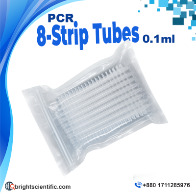 FORLABO 8-Strip PCR Tube 0.1ml Sterile PCR Certified Tubes for molecular biology, PCR amplification, DNA and RNA analysis, and laboratory research applications.