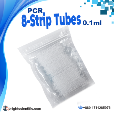 FORLABO 8-Strip PCR Tube 0.1ml Sterile PCR Certified Tubes for molecular biology, PCR amplification, DNA and RNA analysis, and laboratory research applications.