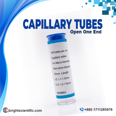Capillary Tubes (Open One End) 75mm Sodium Heparin, 100 Tubes/Vial for Micro-Hematocrit Testing