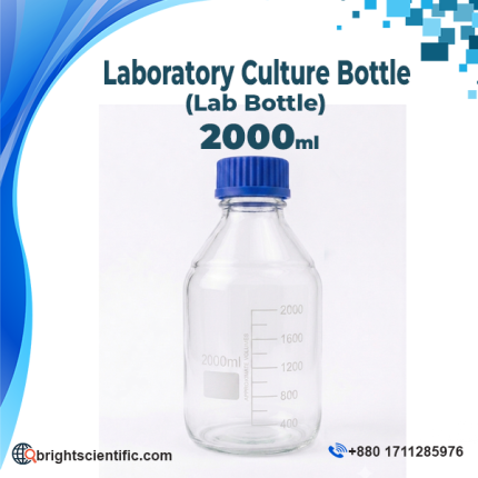 Laboratory Culture Bottle (Lab Bottle) 2000ml – High-Quality Glassware for Lab Use