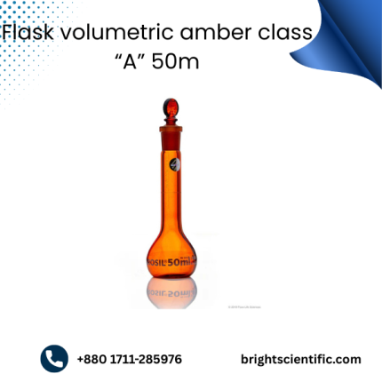 Flask Volumetric Amber Class “A” 50ml – Precision Laboratory Measurement Flask