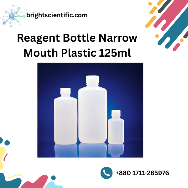 Reagent-Bottle-Narrow-Mouth-Plastic-125ml.png Reagent Bottle Narrow Mouth Plastic 125ml - Image 1